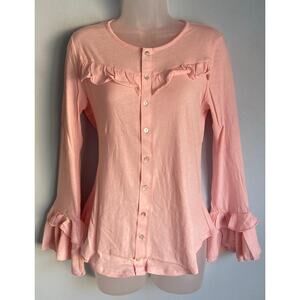 NWT Chaser 100% Cotton Button Up Top Pink Medium Coquette